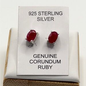 Sterling Silver Earrings with Ruby Stones